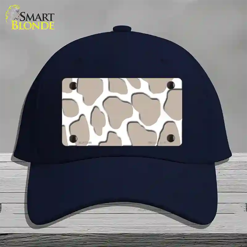 Tan White Giraffe Novelty License Plate Hat Cotton / Navy