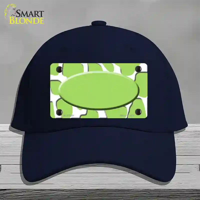 Lime Green White Giraffe Lime Green Center Oval Novelty License Plate Hat Cotton / Navy