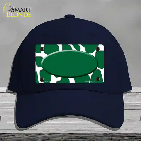 Green White Giraffe Green Center Oval Novelty License Plate Hat Cotton / Navy