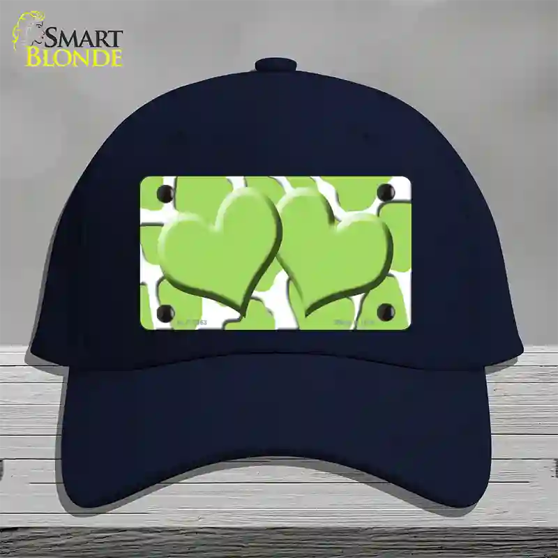 Lime Green White Giraffe Lime Green Centered Hearts Novelty License Plate Hat Cotton / Navy