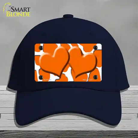 Orange White Giraffe Orange Centered Hearts Novelty License Plate Hat Cotton / Navy