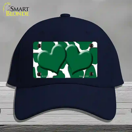 Green White Giraffe Green Centered Hearts Novelty License Plate Hat Cotton / Navy