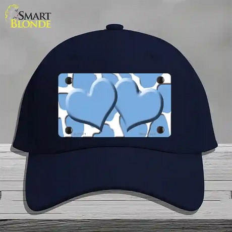 Light Blue White Giraffe Light Blue Centered Hearts Novelty License Plate Hat Cotton / Navy