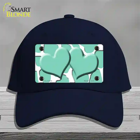 Mint White Giraffe Mint Centered Hearts Novelty License Plate Hat Cotton / Navy