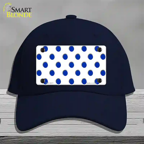 Blue White Polka Dot Novelty License Plate Hat Cotton / Navy