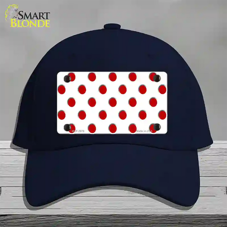 Red White Polka Dot Novelty License Plate Hat Cotton / Navy