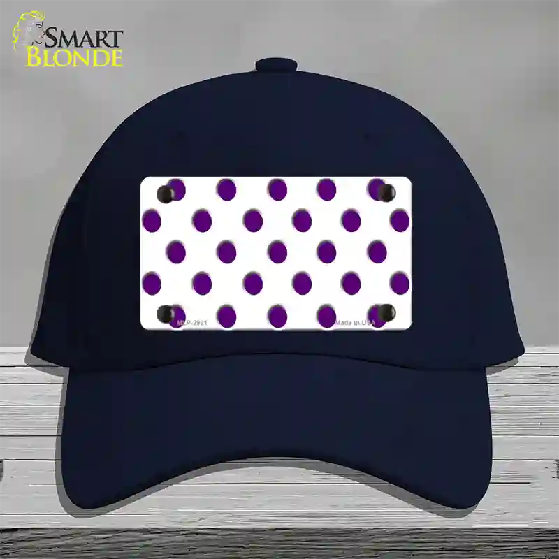 Purple White Polka Dot Novelty License Plate Hat Cotton / Navy