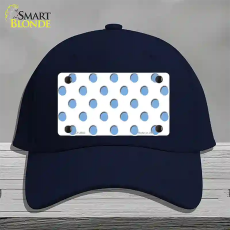 Light Blue White Polka Dot Novelty License Plate Hat Cotton / Navy