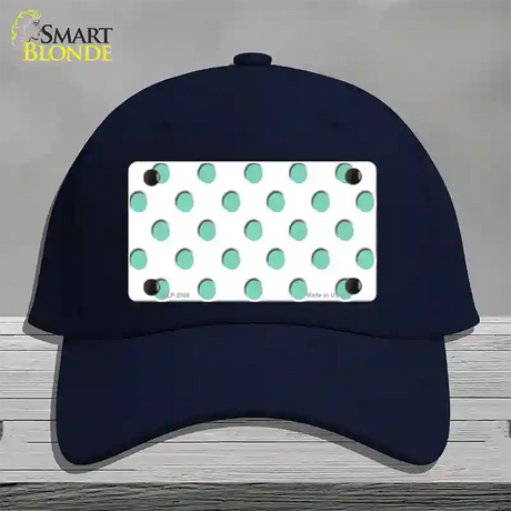 Mint White Polka Dot Novelty License Plate Hat Cotton / Navy