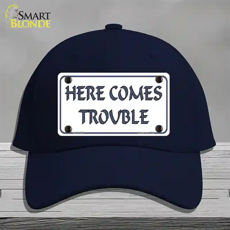 Here Comes Trouble Novelty License Plate Hat Cotton / Navy