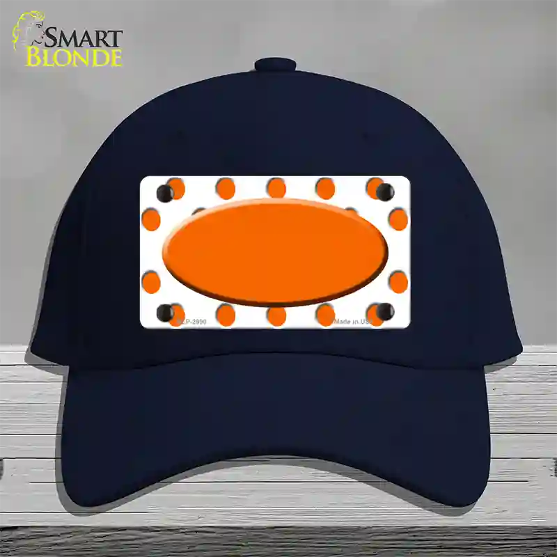 Orange White Polka Dot Orange Center Oval Novelty License Plate Hat Cotton / Navy