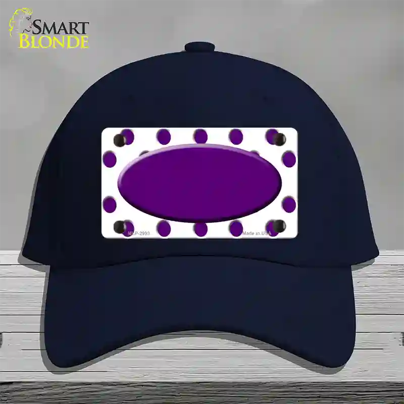 Purple White Polka Dot Purple Center Oval Novelty License Plate Hat Cotton / Navy