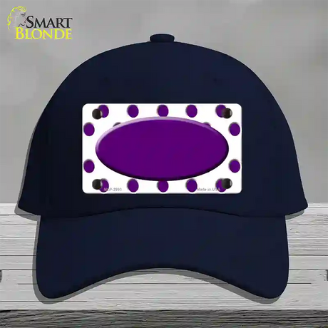 Purple White Polka Dot Purple Center Oval Novelty License Plate Hat Cotton / Navy