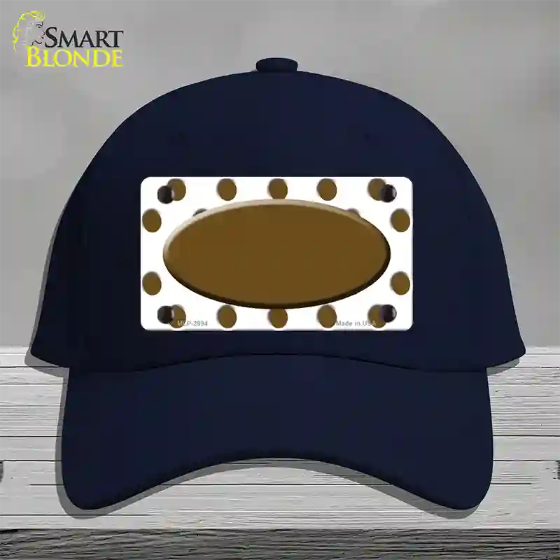 Brown White Polka Dot Brown Center Oval Novelty License Plate Hat Cotton / Navy