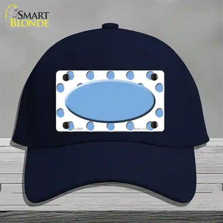 Light Blue White Polka Dot Light Blue Center Oval Novelty License Plate Hat Cotton / Navy