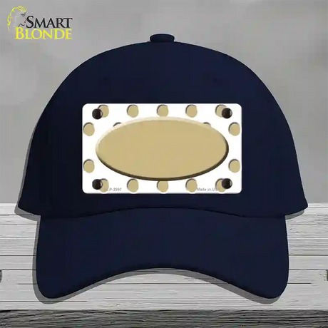 Gold White Polka Dot Gold Center Oval Novelty License Plate Hat Cotton / Navy