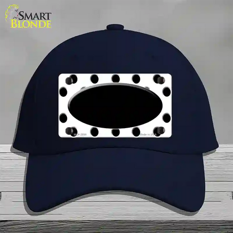 Black White Polka Dot Black Center Oval Novelty License Plate Hat Cotton / Navy