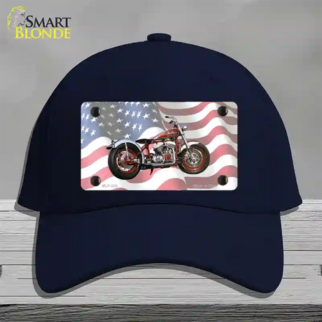 Indian Motorcycle American Flag Novelty License Plate Hat Cotton / Navy