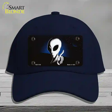 Space Alien Novelty License Plate Hat Cotton / Navy