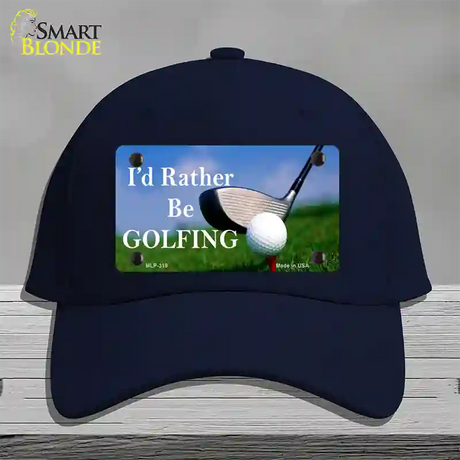 Rather Be Golfing Novelty License Plate Hat Cotton / Navy