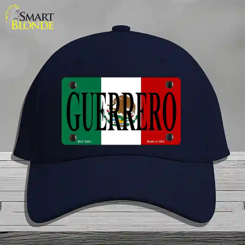 Guerrero Mexico Flag Novelty License Plate Hat Cotton / Navy