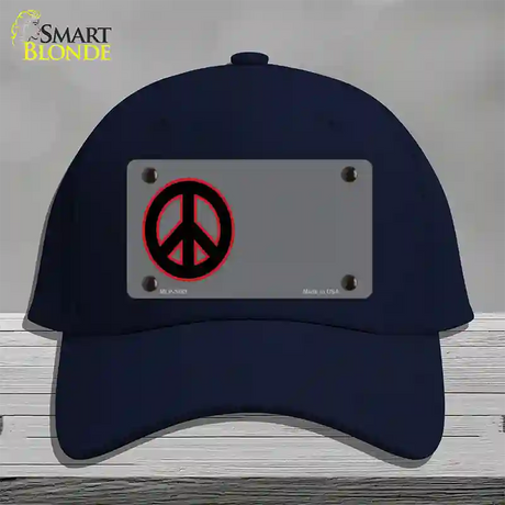 Peace Symbol Offset Novelty License Plate Hat Cotton / Navy