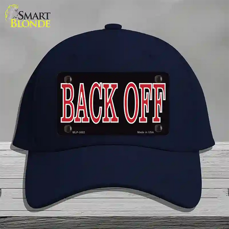 Back Off Black Novelty License Plate Hat Cotton / Navy