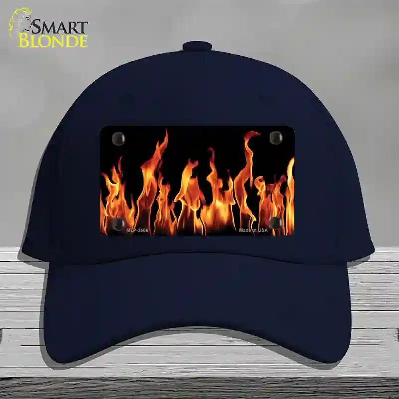 Flames Customizable Novelty License Plate Hat Cotton / Navy