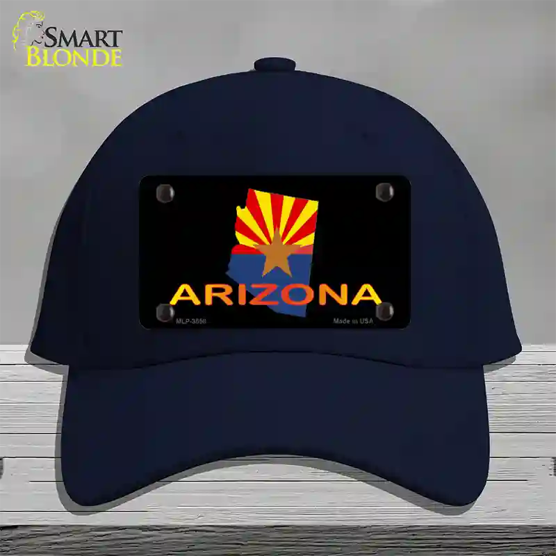 Arizona Flag Filled State Outline Novelty License Plate Hat Cotton / Navy