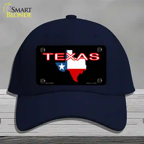 Texas Filled State Flag Novelty License Plate Hat Cotton / Navy