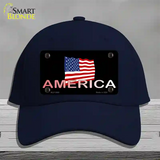 American Flag Black Novelty License Plate Hat Cotton / Navy