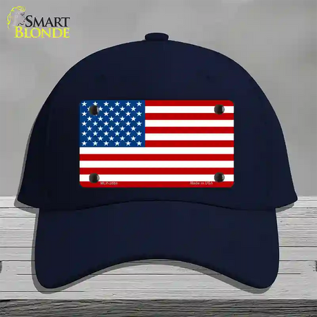 American Flag Novelty License Plate Hat Cotton / Navy