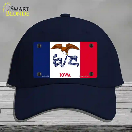 Iowa State Flag Novelty License Plate Hat Cotton / Navy