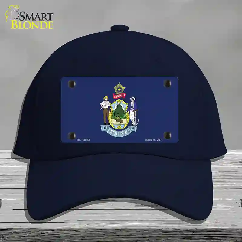 Maine State Flag Novelty License Plate Hat Cotton / Navy