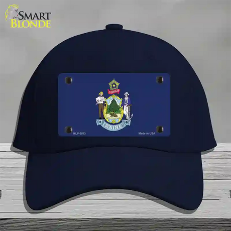 Maine State Flag Novelty License Plate Hat Cotton / Navy