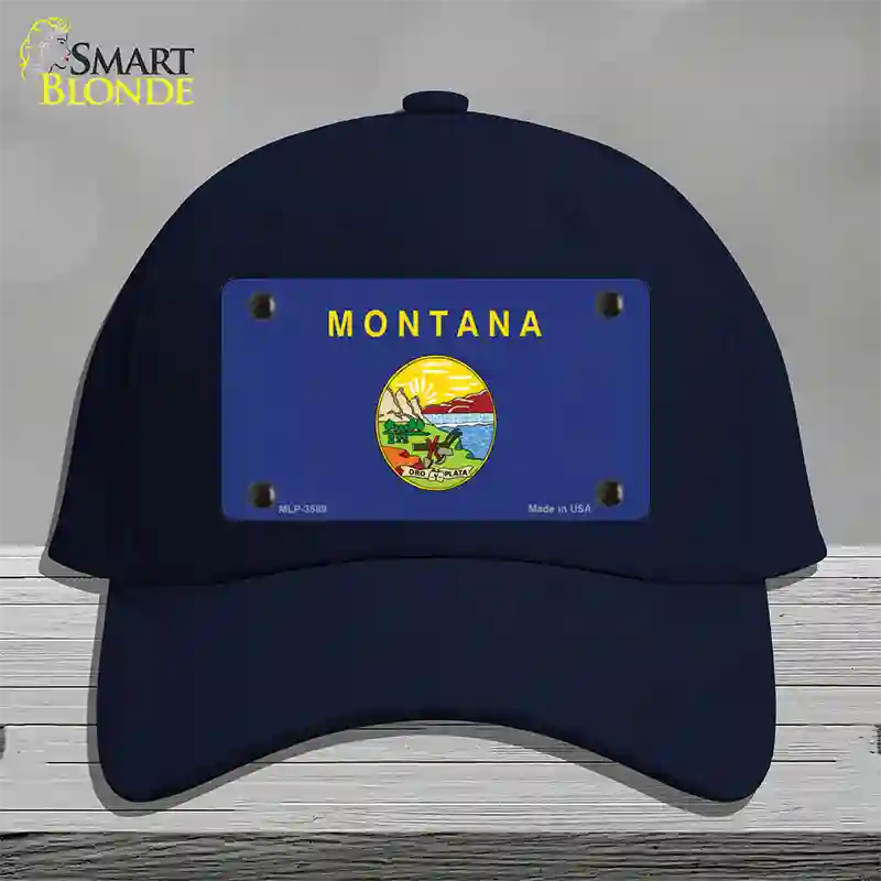 Montana State Flag Novelty License Plate Hat Cotton / Navy