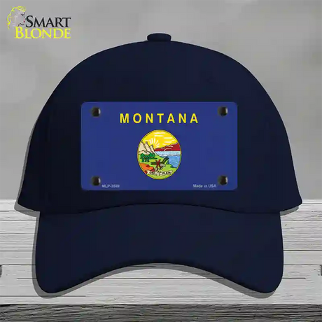 Montana State Flag Novelty License Plate Hat Cotton / Navy