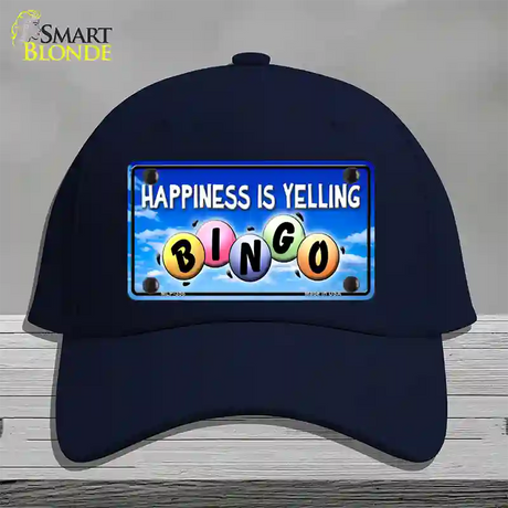 Happiness Is Yelling Bingo Novelty License Plate Hat Cotton / Navy