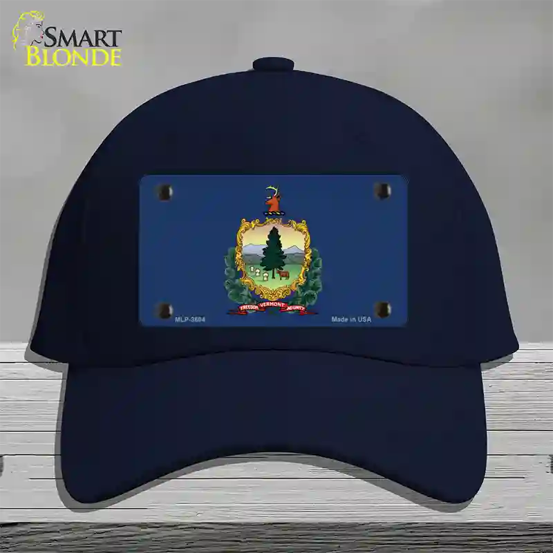 Vermont State Flag Novelty License Plate Hat Cotton / Navy