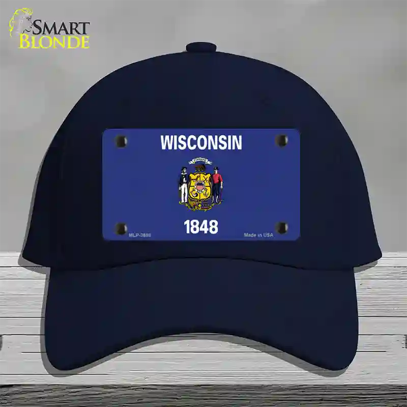 Wisconsin State Flag Novelty License Plate Hat Cotton / Navy