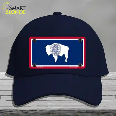 Wyoming State Flag Novelty License Plate Hat Cotton / Navy