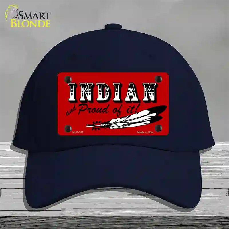 Indian And Proud Novelty License Plate Hat Cotton / Navy