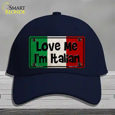 Love Me Im Italian Novelty License Plate Hat Cotton / Navy