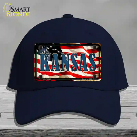 Kansas USA Novelty License Plate Hat Cotton / Navy