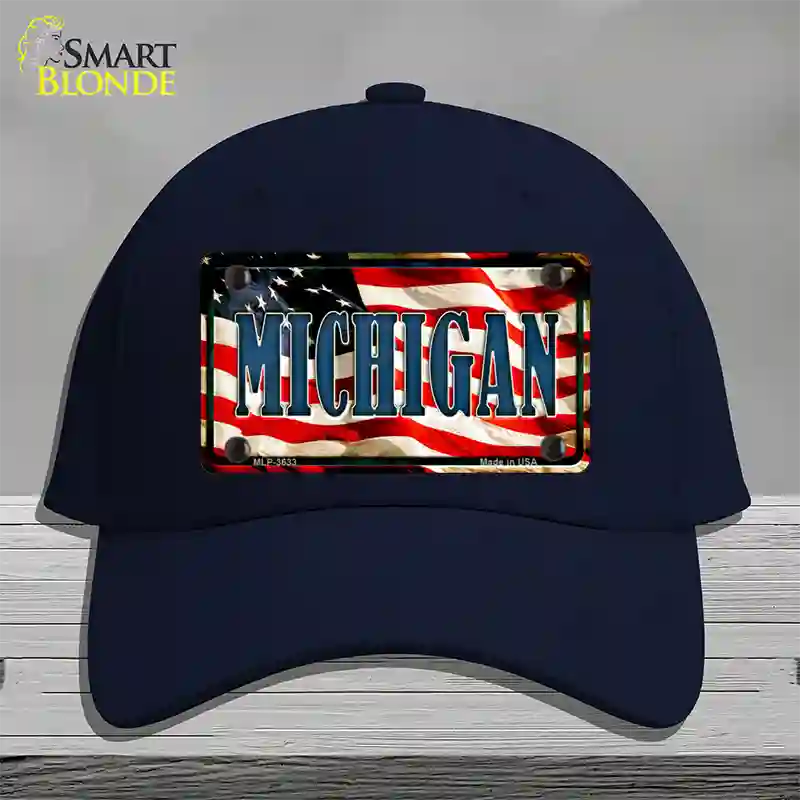 Michigan USA Novelty License Plate Hat Cotton / Navy