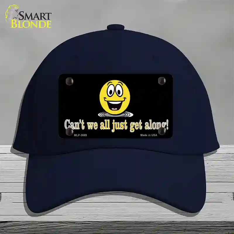 Cant We All Get Along Novelty License Plate Hat Cotton / Navy