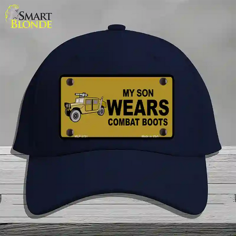 Son Wears Combat Boots Novelty License Plate Hat Cotton / Navy