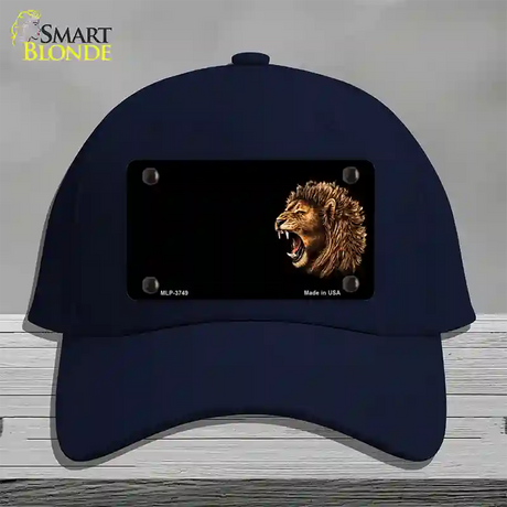 Lion Head Offset Novelty License Plate Hat Cotton / Navy