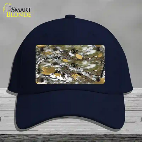 Real Leaf Camouflage Novelty License Plate Hat Cotton / Navy