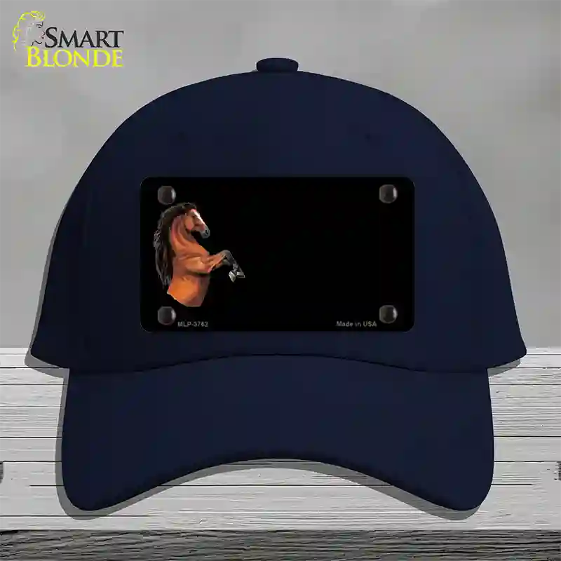 Horse Offset Novelty License Plate Hat Cotton / Navy